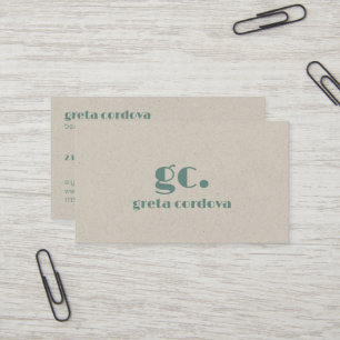 Carte De Visite Papier beige Élégant Professionnel Simple Monogram
