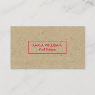 Carte De Visite Papier d'artisanat Brown léger Crimson Accent roug