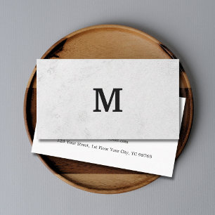 Carte De Visite Papier Faux Stone Monogramme Noir Professionnel