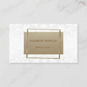 Carte De Visite Papier Kraft Brown vintage, Dentelle, Cadre