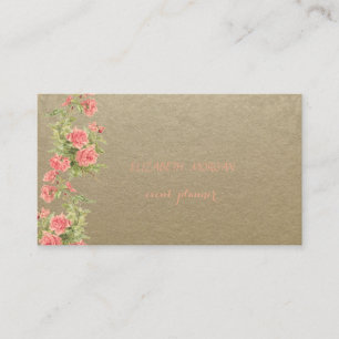 Carte De Visite Papier Kraft Brown vintage, Dentelles, Roses
