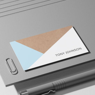 Carte De Visite Papier Kraft imprimé moderne bleu blanc géométriqu
