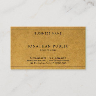 Carte De Visite Papier Kraft Look Moderne Elegant Unique Société