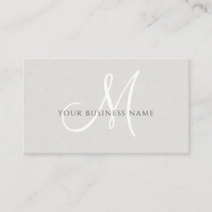 Carte De Visite Papier Linen Simple Monogramme Minimaliste