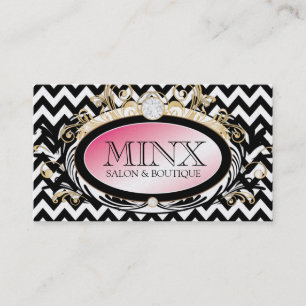 Carte De Visite Papier opulent de perle du rose B W Chevron de