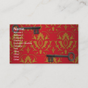 Carte De Visite Papier peint rouge Vintage et clés