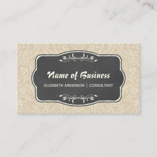 Carte De Visite Papier peint vintage Beige Damas et tableau de bor