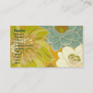 Carte De Visite Papier peint vintage Floral, Turquoise Vert & Brow