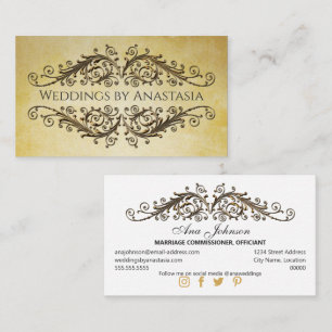 Carte De Visite Papier vintage élégant aux volutes d'or antique