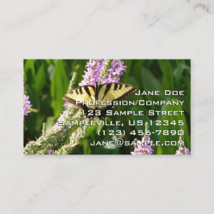 Carte De Visite Papillon à queue d'hirondelle sur des fleurs sauva