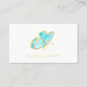 Carte De Visite Papillon bleu et or élégant