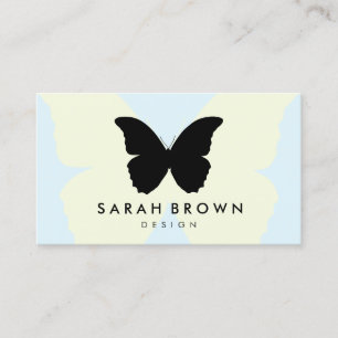 Carte De Visite Papillon Bleu & Jaune   Élégant Professionnel