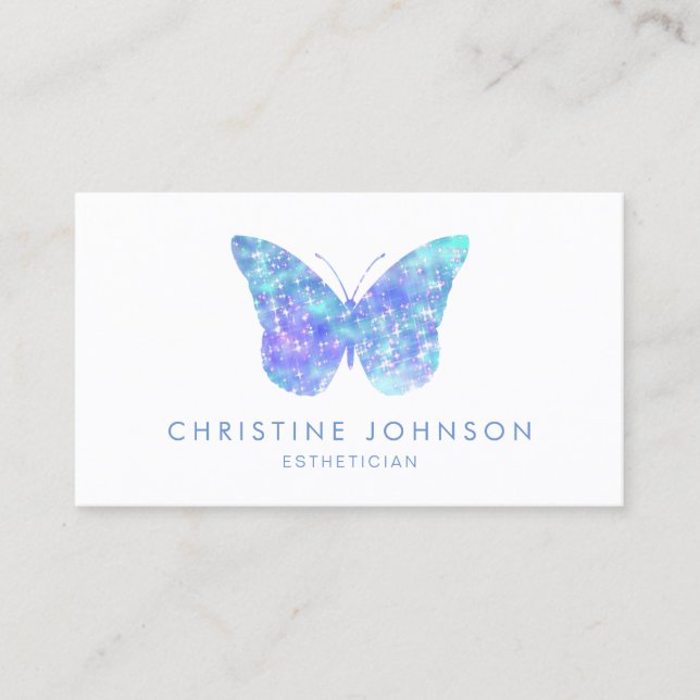 carte de visite papillon bleu pastel (Devant)