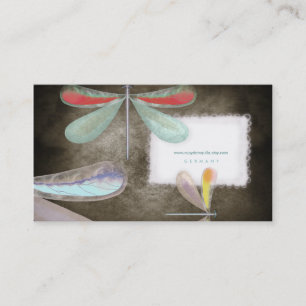 Carte De Visite Papillon bleu rouge jaune nuit soie délicate Busi