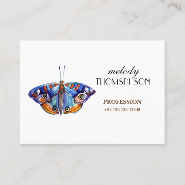 Carte De Visite Papillon coloré d'aquarelle (Devant)