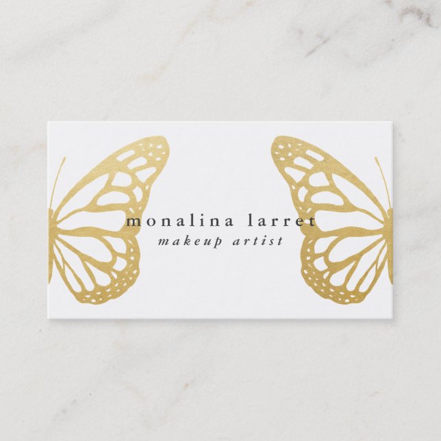 Carte De Visite Papillon de monarque de Bohême Faux Gold  (Devant)