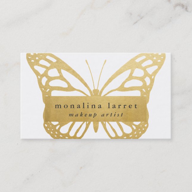 Carte De Visite Papillon de monarque de Bohême Faux Gold (Devant)