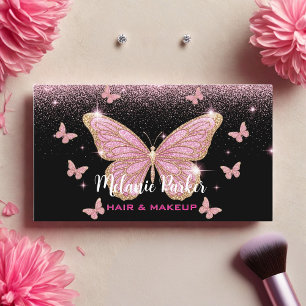 Carte De Visite Papillon de Parties scintillant élégant rose Rose