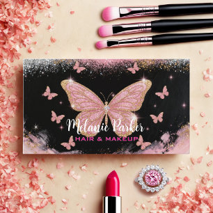 Carte De Visite Papillon de Parties scintillant élégant rose Rose