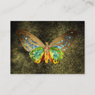 Carte De Visite **Papillon doré pailleté or gilded aquarelle**
