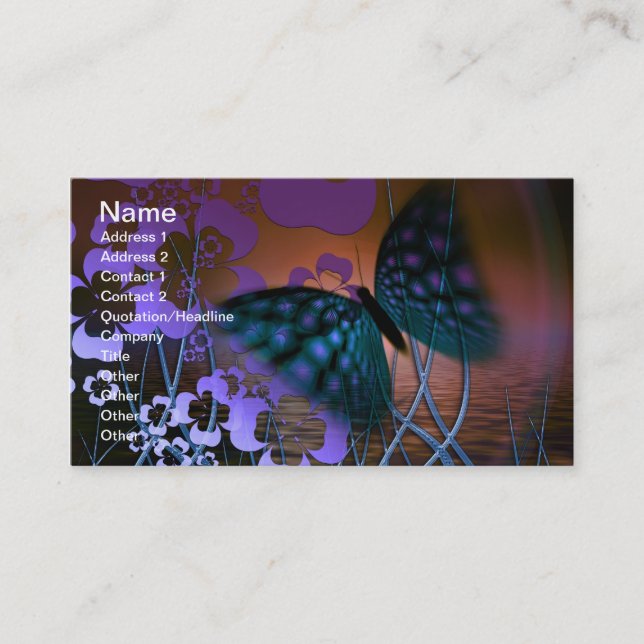 Carte De Visite Papillon et fleurs (Devant)