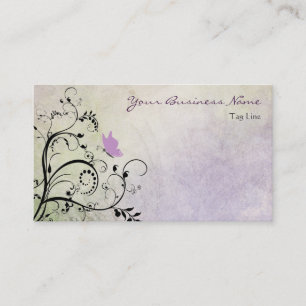 Carte De Visite Papillon et vignes en silhouette violette
