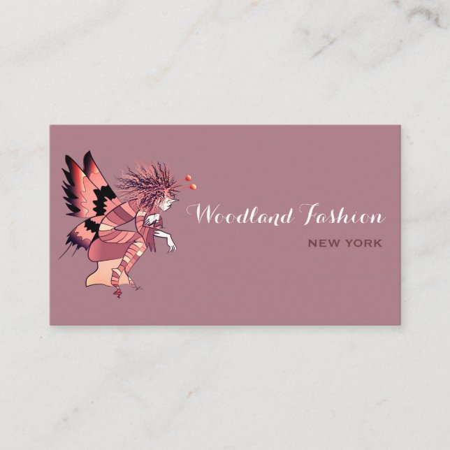 Carte De Visite Papillon fée, violet et rose (Devant)