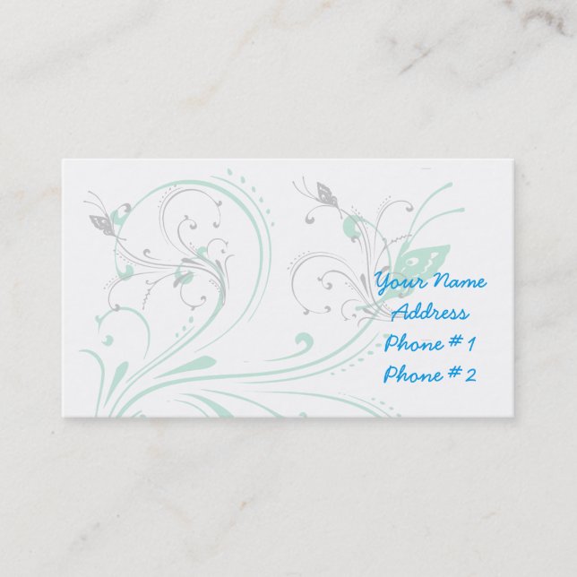 Carte De Visite Papillon floral élégant (Devant)