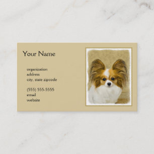 Carte De Visite Papillon (Hound Tri) Peinture - Art original du ch