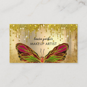 Carte De Visite Papillon Logo Gold Driving Girly Rainbow moderne