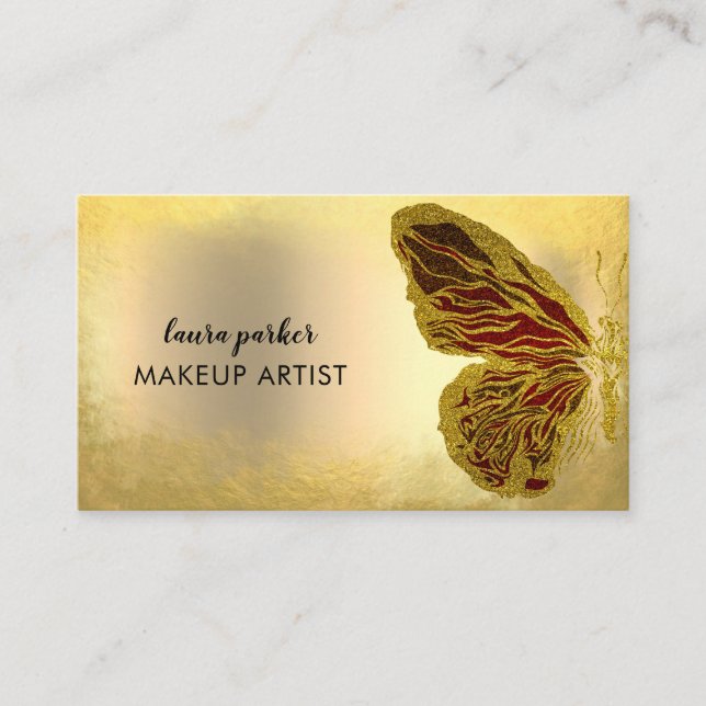 Carte De Visite Papillon Logo Gold Parties scintillant Girly Moder (Devant)