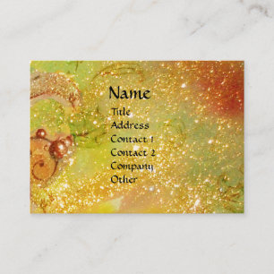 Carte De Visite PAPILLON MAGIQUE  jaune, marron vert, paillettes d