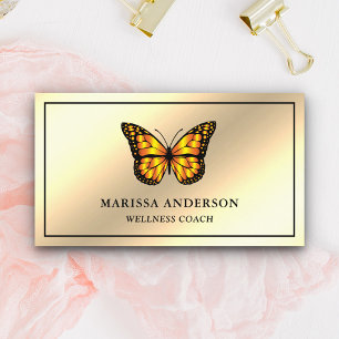 Carte De Visite Papillon Monarque Orange Élégant Feuille de Crème