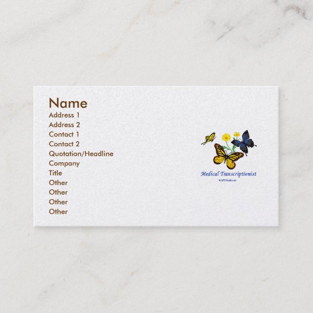 Carte De Visite Papillon MT (Devant)