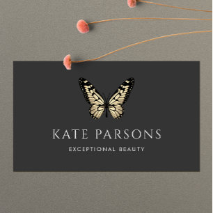 Carte De Visite Papillon noir et or classique