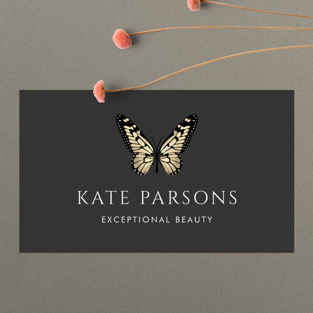 Carte De Visite Papillon noir et or classique (Créateur téléchargé)