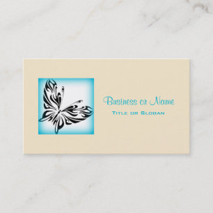 Carte De Visite Papillon noir fantaisie avec bordure Bleue
