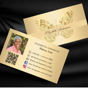 Carte De Visite Papillon or QR code photo médias sociaux