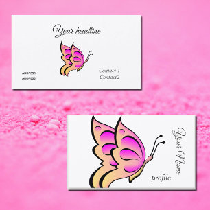 Carte De Visite Papillon orange rose