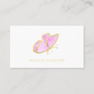 Carte De Visite Papillon rose et or élégant
