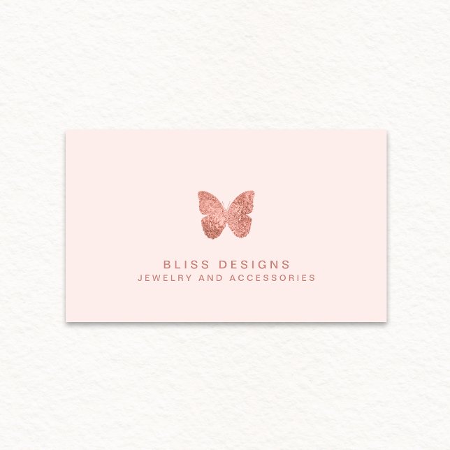 Carte De Visite Papillon rose Gold Foil Elegant Blush Rose (Créateur téléchargé)