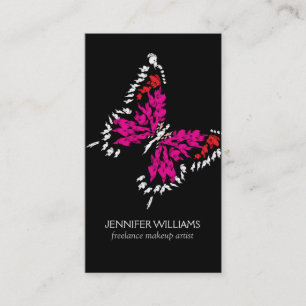 Carte De Visite Papillon rose gras sur noir