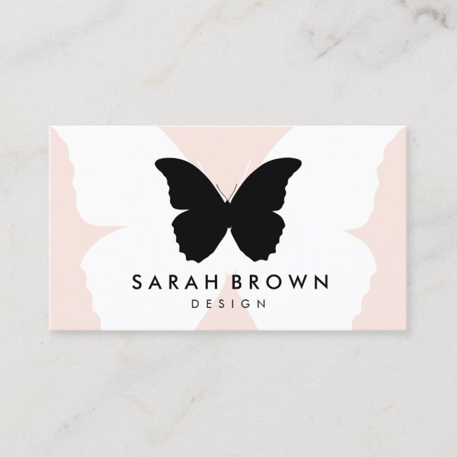 Carte De Visite Papillon rose Silhouette Simplement (Devant)