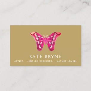 Carte de visite papillon rose Vintage