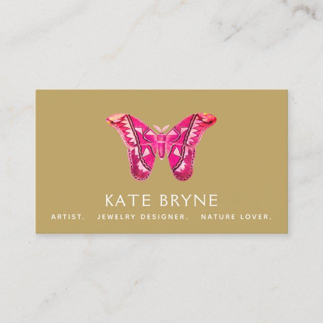 Carte de visite papillon rose Vintage (Devant)