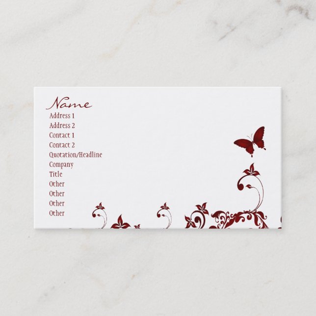 Carte De Visite Papillon rouge (Devant)