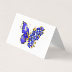 Carte De Visite Papillon saphir à fleurs
