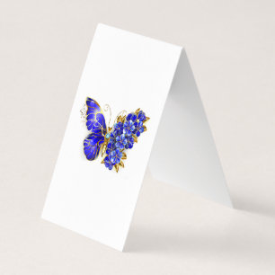 Carte De Visite Papillon saphir à fleurs