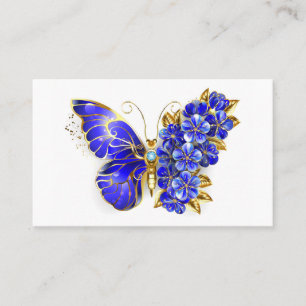 Carte De Visite Papillon saphir à fleurs