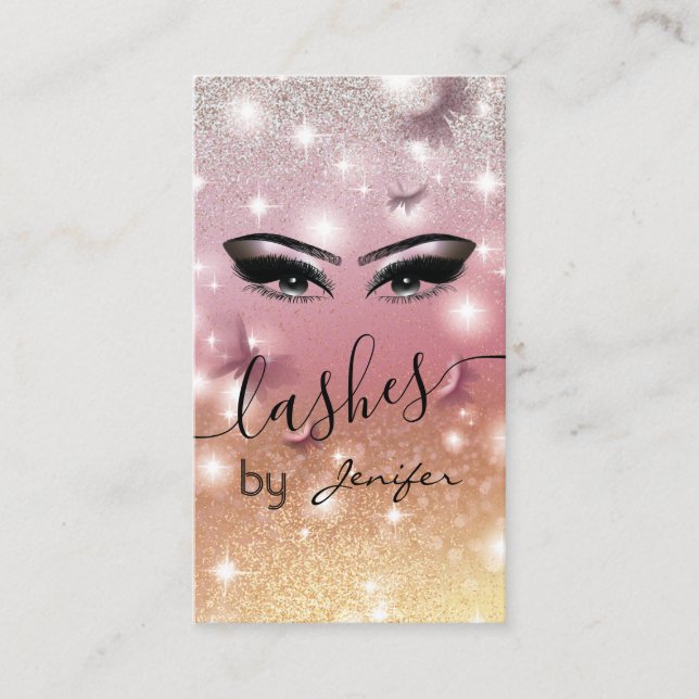 Carte De Visite Papillon scintillant brillant de luxe maquillage (Devant)